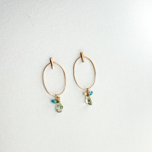 Gold Freeform Circle with Multi Stones