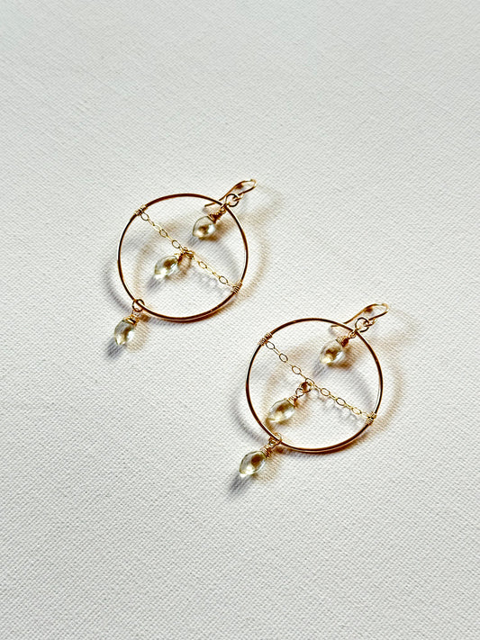 Triple Tier Earrings with Lemon Quartz