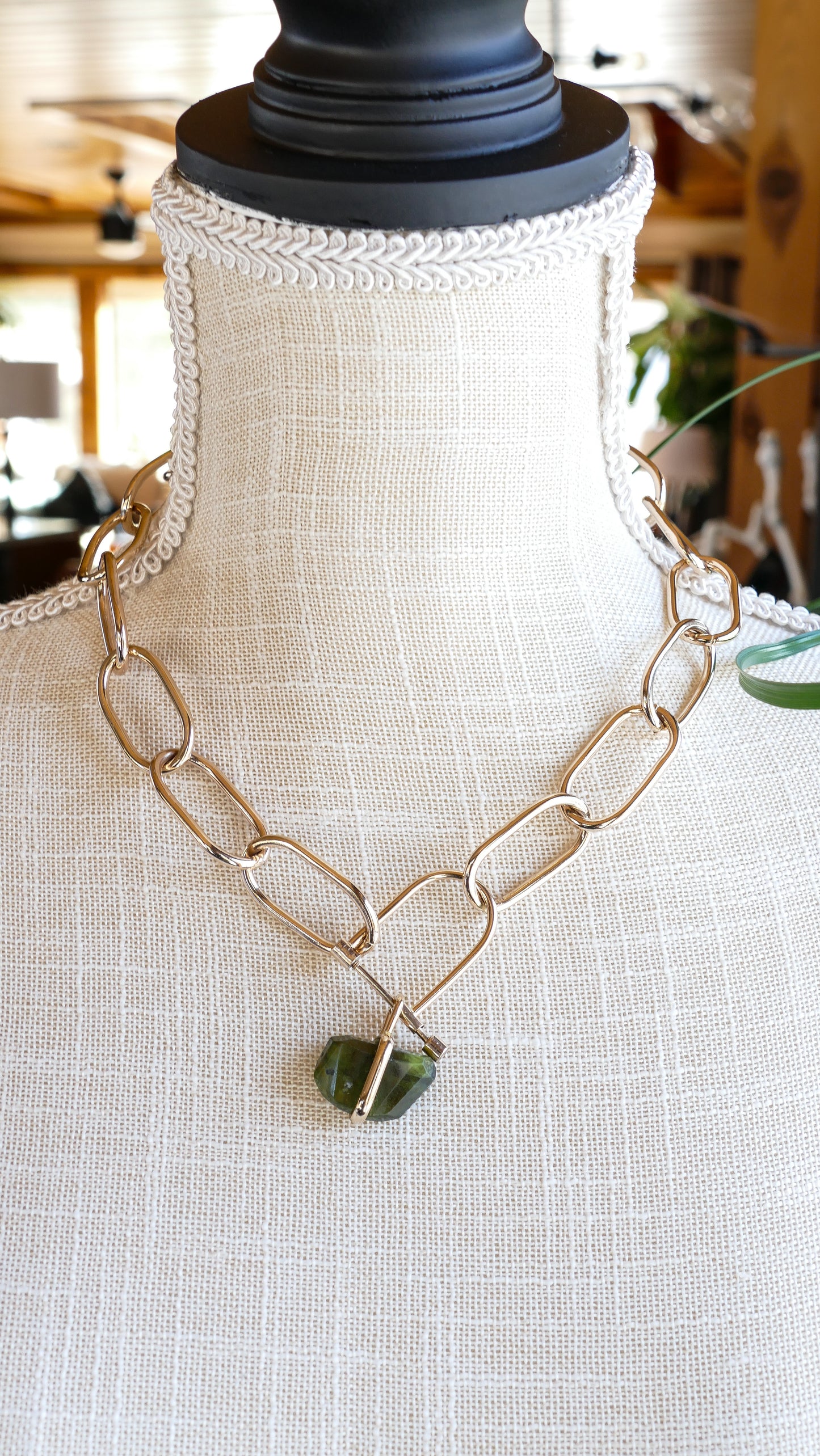 Vesuvianite Pendant-Gold