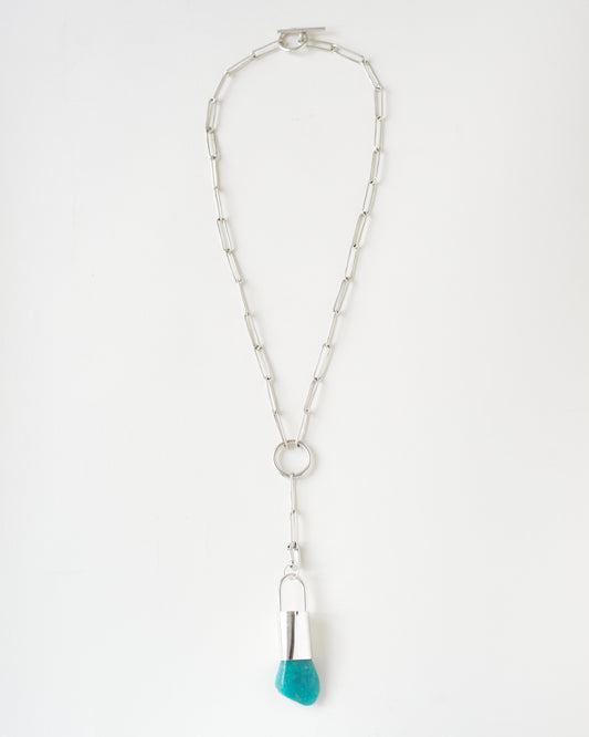 Silver Amazonite Blue Pendant